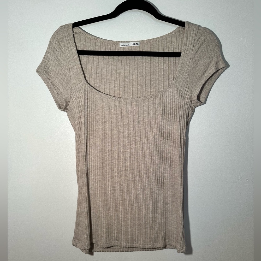 Reformation square neckline tee Size Large